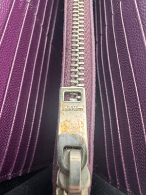 Saint Laurent Cassandre Envelope Chain Wallet Purple Chevron Grain de Poudre Leather WOC - www.unoo.com