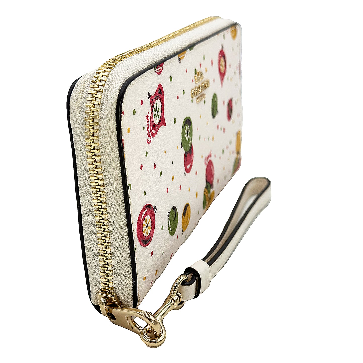 Coach Limited Edition Long Zip Around Wallet With Ornament Print In White