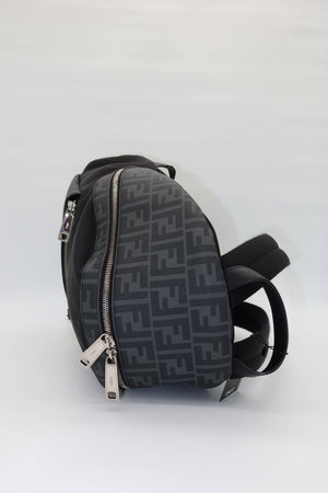 Fendi FF Diagonal Backpack Black Zucca Nylon Leather Yellow Stripe - www.unoo.com