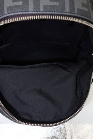 Fendi FF Diagonal Backpack Black Zucca Nylon Leather Yellow Stripe - www.unoo.com