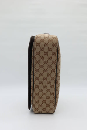 Gucci Monogram Flap Messenger Bag Beige Dark Brown GG Canvas - www.unoo.com