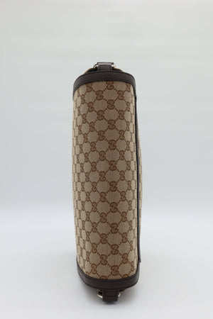 Gucci Monogram Flap Messenger Bag Beige Dark Brown GG Canvas - www.unoo.com