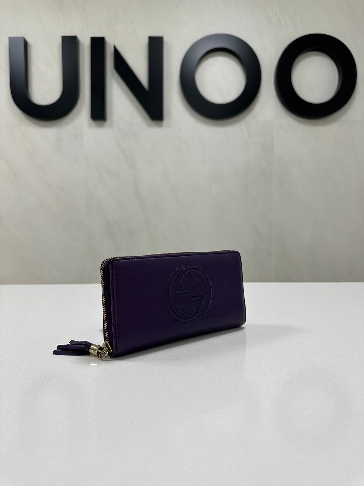Gucci Interlocking G Leather Wallet Purple - PRE OWNED