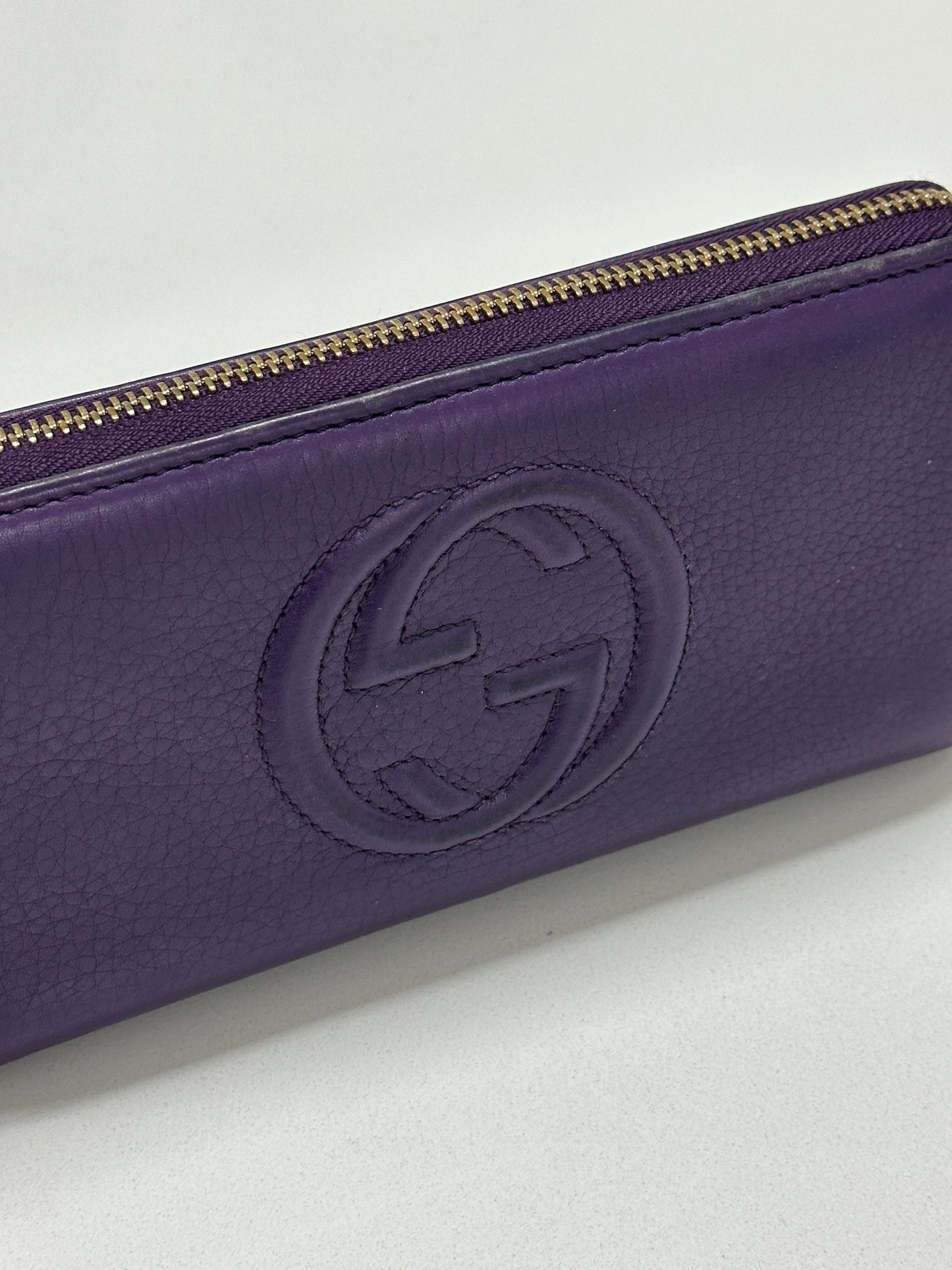 Gucci Interlocking G Leather Wallet Purple - PRE OWNED
