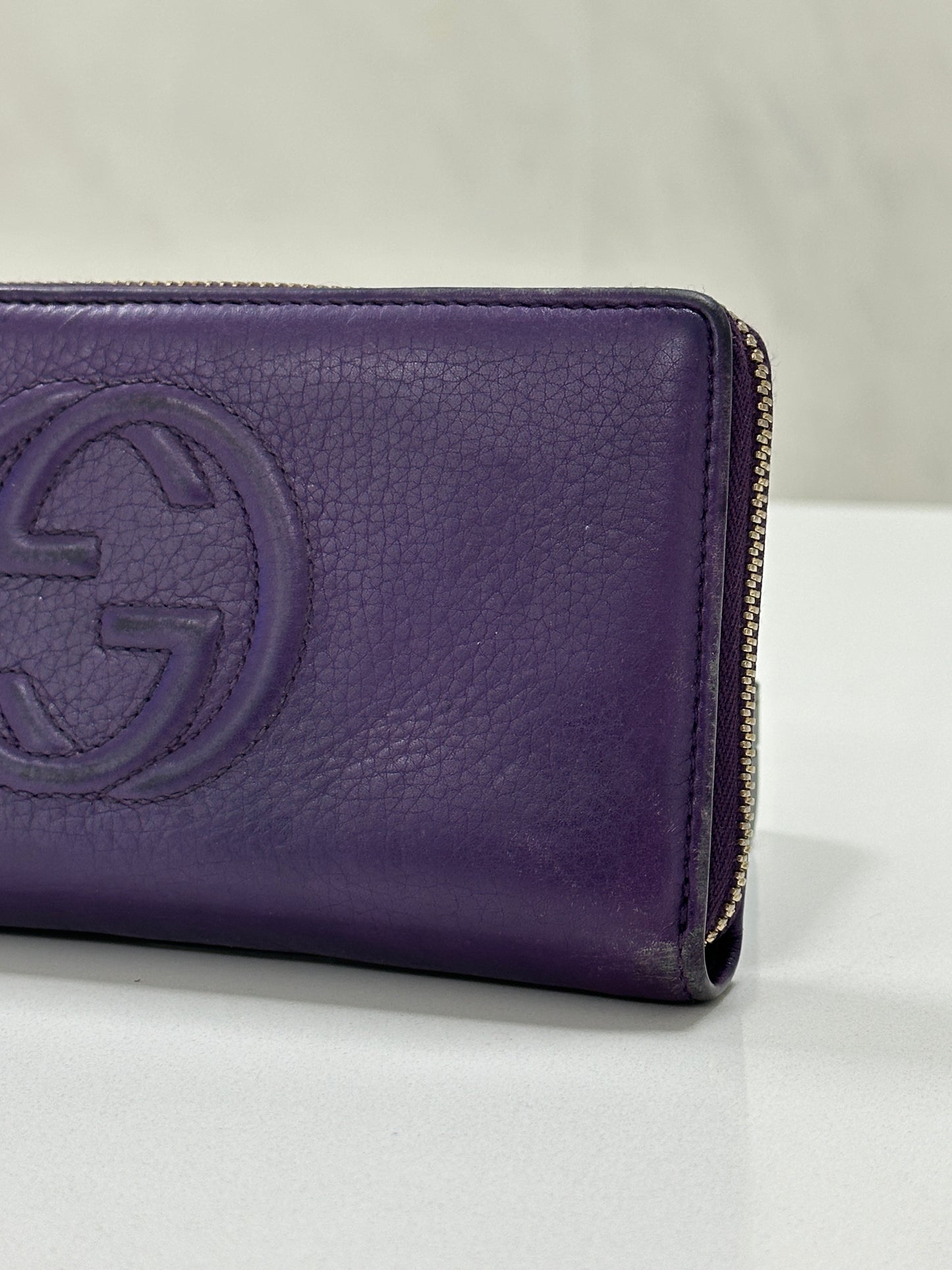 Gucci Interlocking G Leather Wallet Purple - PRE OWNED