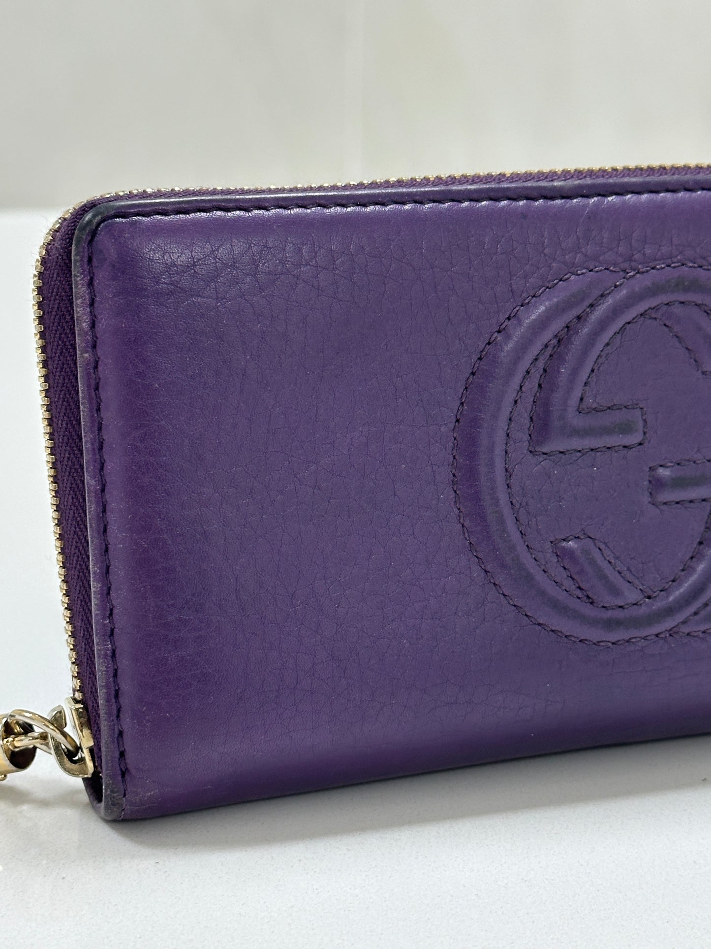 Gucci Interlocking G Leather Wallet Purple - PRE OWNED