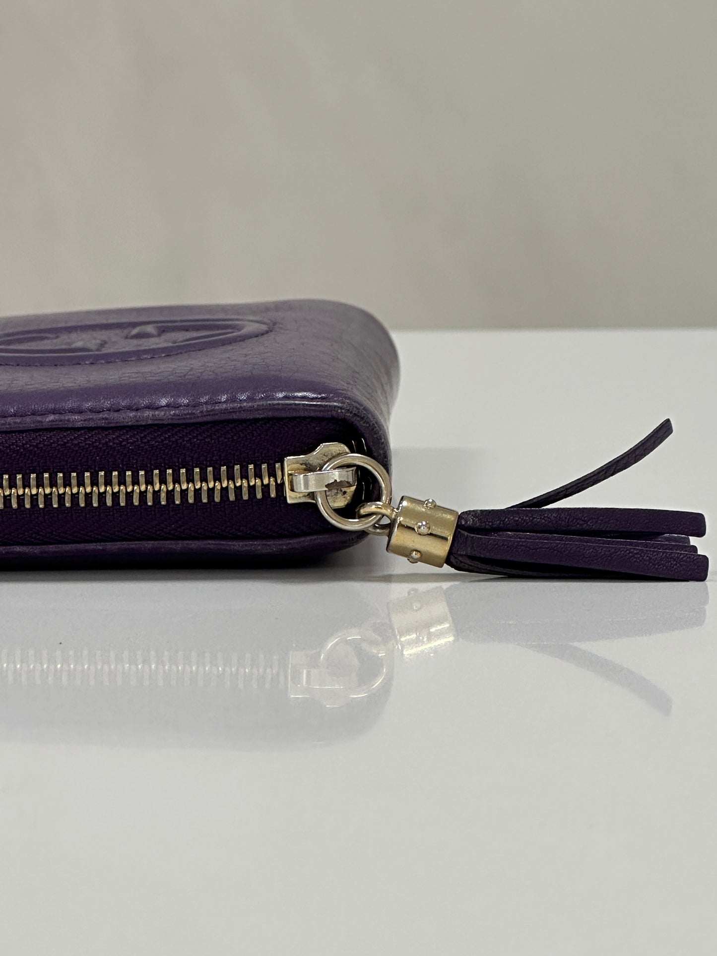 Gucci Interlocking G Leather Wallet Purple - PRE OWNED