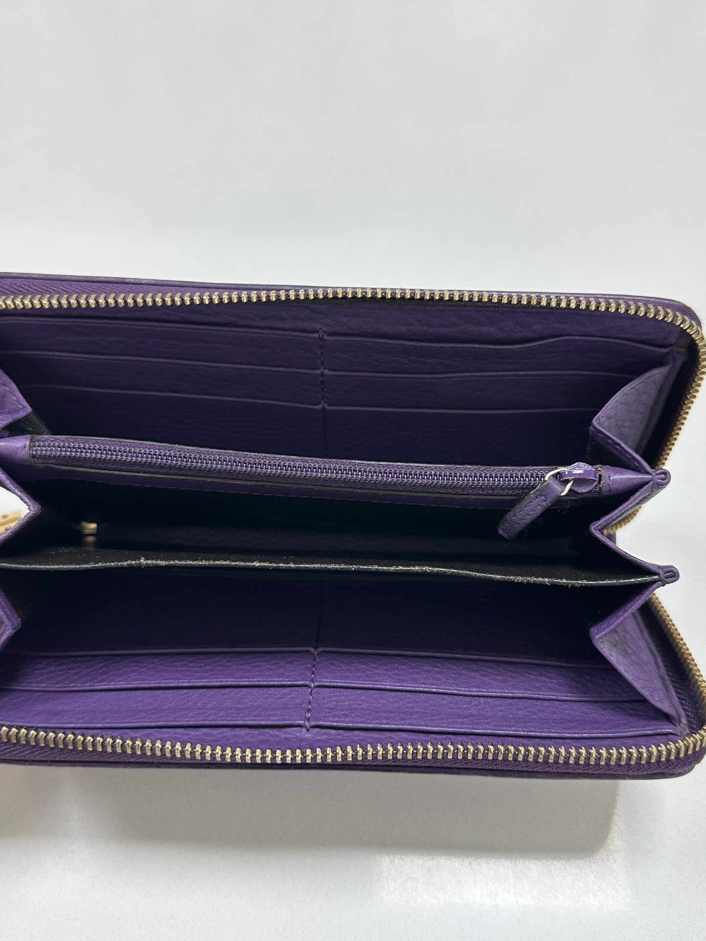 Gucci Interlocking G Leather Wallet Purple - PRE OWNED