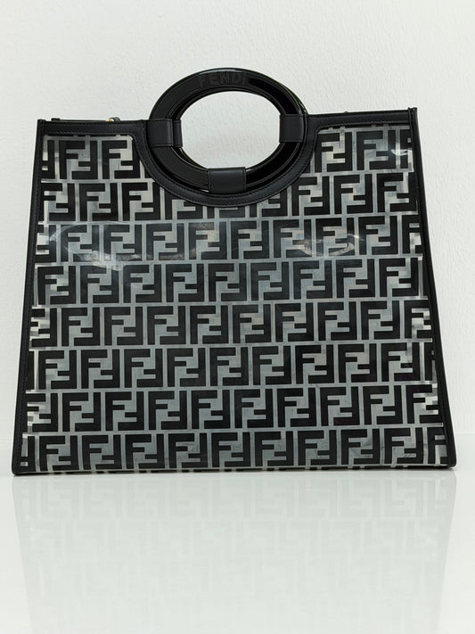 Fendi Black/Clear FF PVC and Leather Runaway Tote - PRE OWNED