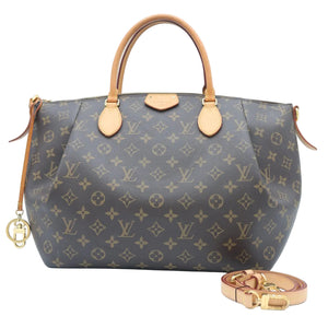 A Louis Vuitton monogram canvas Speedy handbag in dark brown with tan leather handles and a matching detached shoulder strap, displayed on a clean white background.