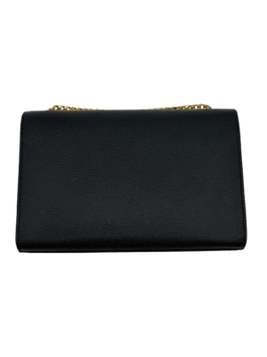Saint Laurent Kate Black Grain de Poudre Leather Chain Wallet Clutch Gold YSL Logo - www.unoo.com