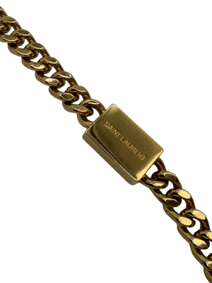Saint Laurent Kate Black Grain de Poudre Leather Chain Wallet Clutch Gold YSL Logo - www.unoo.com