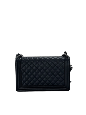 Chanel Boy Large Black Quilted Caviar Leather Bag with Aged Ruthenium Hardware - www.unoo.com
