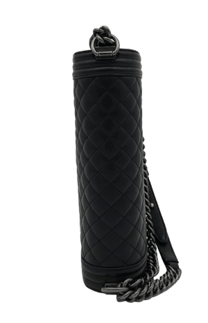 Chanel Boy Large Black Quilted Caviar Leather Bag with Aged Ruthenium Hardware - www.unoo.com