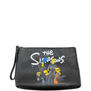 Balenciaga x The Simpsons Black Leather Gus Pouch Wristlet Clutch Bag - www.unoo.com
