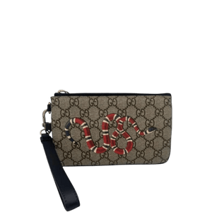 Gucci GG Supreme Kingsnake Print Canvas Zip Pouch - www.unoo.com