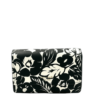 Kate Spade Morgan Tropical Foliage Flap Chain Wallet - White/Black - www.unoo.com