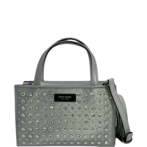 Kate Spade Sam Icon Crystal Embellished Fabric Mini Tote - Platinum Grey - www.unoo.com
