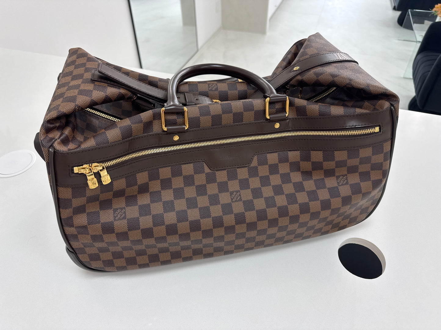 Louis Vuitton Eole 50 Damier Ebene Rolling Duffle with Hidden Handle - Pre Loved