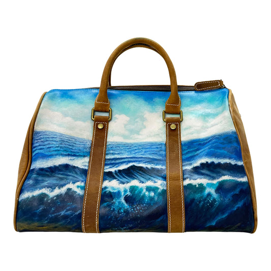 Ocean Printed Duffle Bag- Brown/ Multi