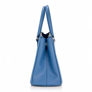 Prada Galleria Medium Saffiano Leather Medium Bag with double top handles and silver-tone hardware, shown from a front-facing perspective on a white background.