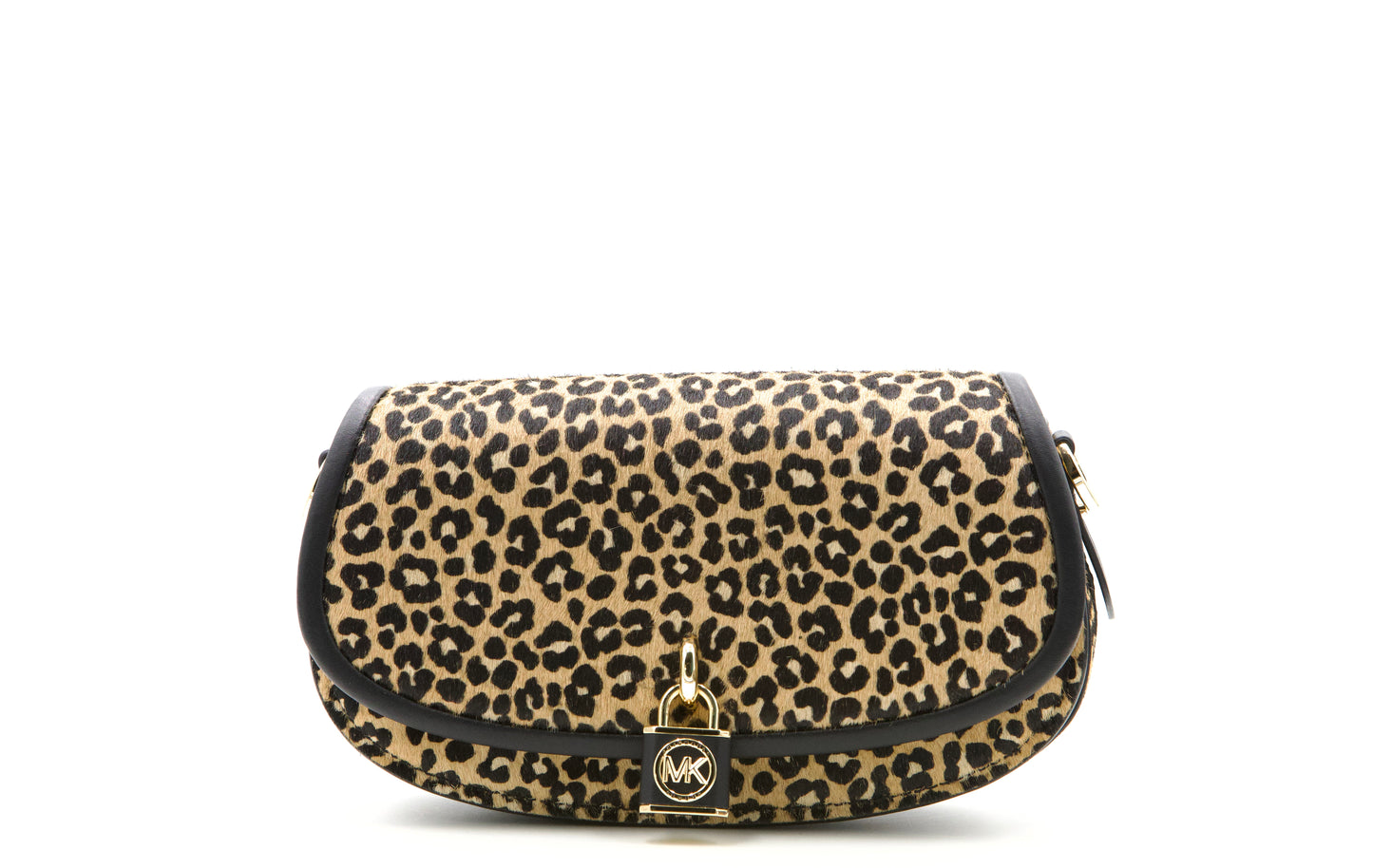 Michael Kors Mila Small Leopard Print Calf Hair Shoulder Bag- Black/ Multi