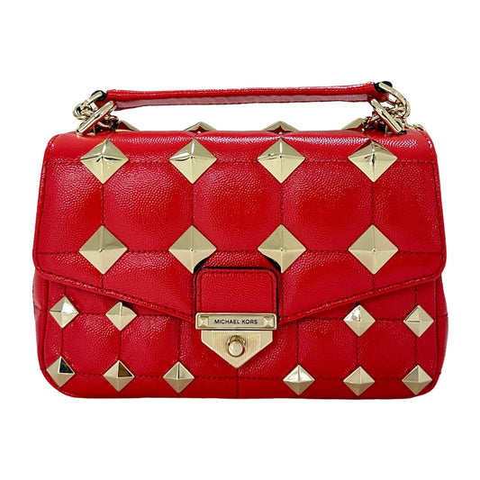 Michael Kors SoHo Small Studded Quilted Patent Leather Shoulder Bag-