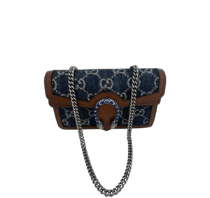 Gucci Dionysus Crossbody Bag Women’s Navy Denim GG Supreme Chain Shoulder Bag - www.unoo.com