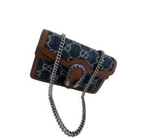 Gucci Dionysus Crossbody Bag Women’s Navy Denim GG Supreme Chain Shoulder Bag - www.unoo.com