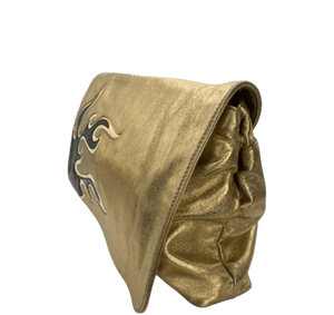 Prada Nappa Leather Flame Clutch Bag Gold Handbag Women’s Designer - www.unoo.com