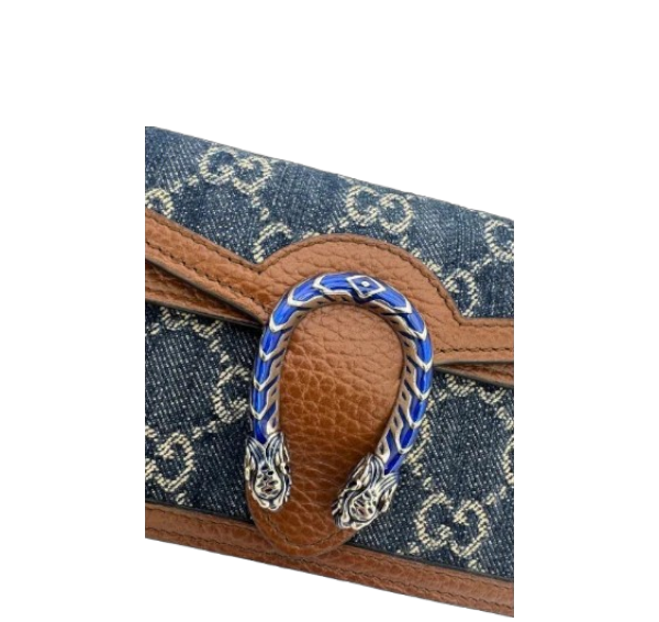 Gucci Dionysus Crossbody Bag Women’s Navy Denim GG Supreme Chain Shoulder Bag