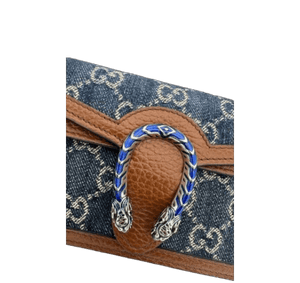 Gucci Dionysus Crossbody Bag Women’s Navy Denim GG Supreme Chain Shoulder Bag - www.unoo.com