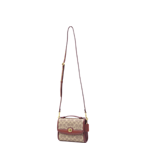 Coach Kip Turnlock Crossbody In Signature Canvas - Tan/Rust - www.unoo.com