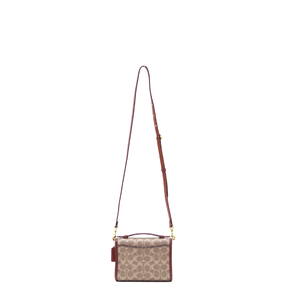 Coach Kip Turnlock Crossbody In Signature Canvas - Tan/Rust - www.unoo.com