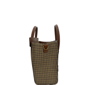 Celine Luggage Nano Tote Houndstooth Tweed & Tan Leather Top Handle Shoulder - PRELOVED - www.unoo.com