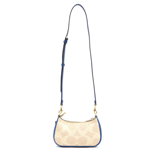 Coach Teri Mini Crossbody Bag In Signature Canvas With Coach Graphic - Sand/Pacific Bright Mineral