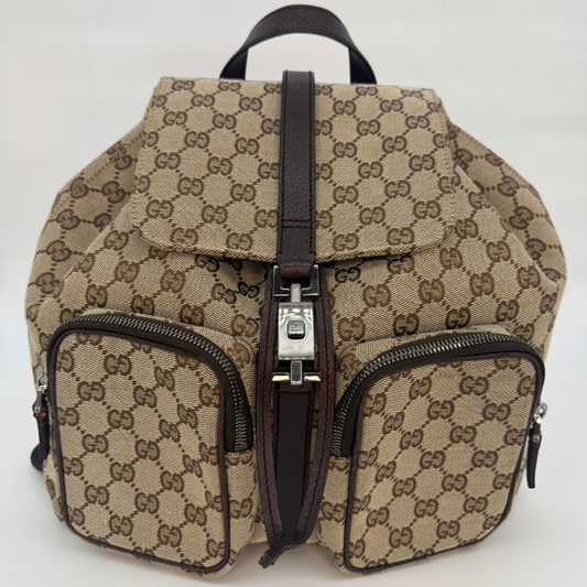 Gucci Jackie Embossed Monogram Canvas Backpack -PRE OWNED