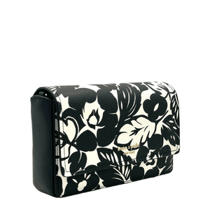 Kate Spade Morgan Tropical Foliage Flap Chain Wallet - White/Black - www.unoo.com