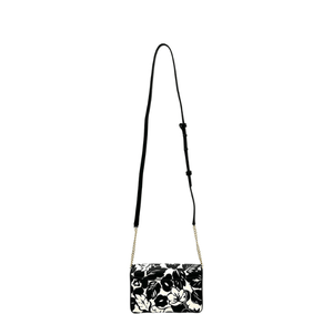 Kate Spade Morgan Tropical Foliage Flap Chain Wallet - White/Black - www.unoo.com
