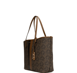 Michael Kors Eliza Logo Leather Large Tote Bag - Brown - www.unoo.com