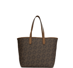 Michael Kors Eliza Logo Leather Large Tote Bag - Brown - www.unoo.com