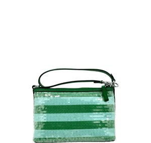 Kate Spade Lulu Seaside Stripe Sequin East West Pouchette - Green - www.unoo.com