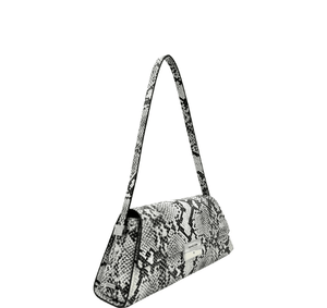 Michael Kors Ludlow Medium Snake Embossed Leather Shoulder Bag - Aluminum - www.unoo.com