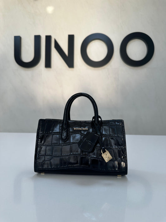 Michael Kors Scarlett Extra Small Embossed Leather Crossbody - Black