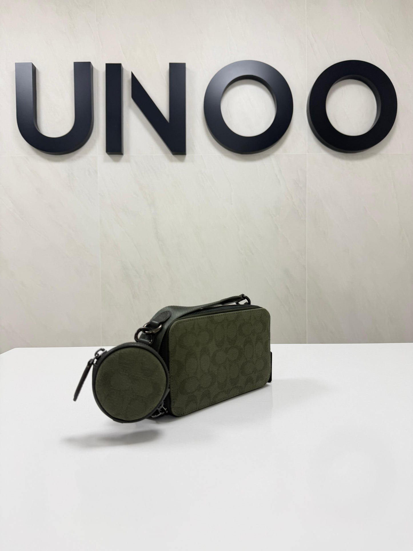 Coach Slim Crossbody Bag In Signature Canvas Jacquard- Army Green