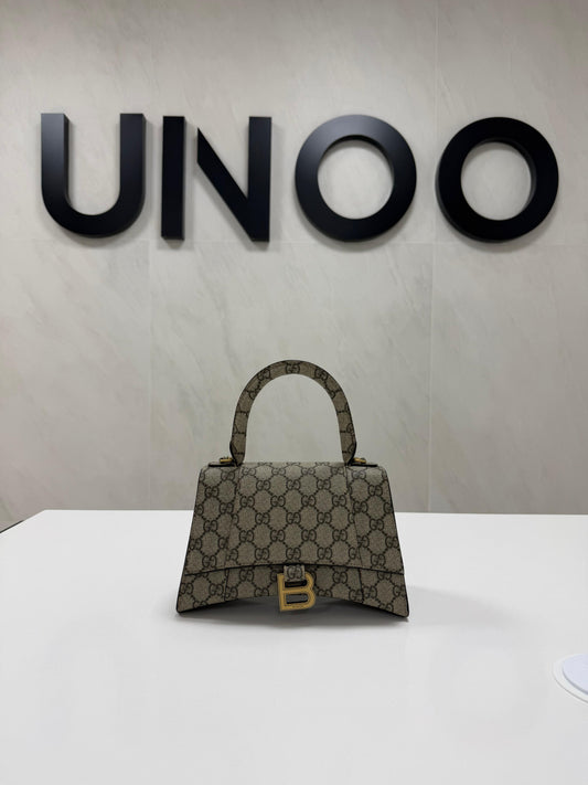 Gucci x Balenciaga Beige GG Supreme Canvas Hourglass Top Handle Bag - PRE OWNED