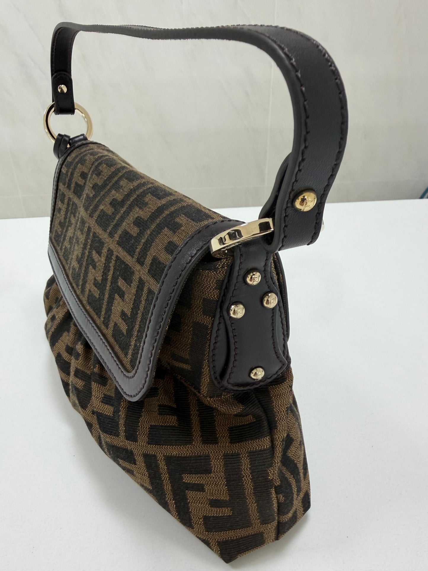 Fendi Tobacco Zucca Canvas and Leather Chef Shoulder Bag - PRE OWNED