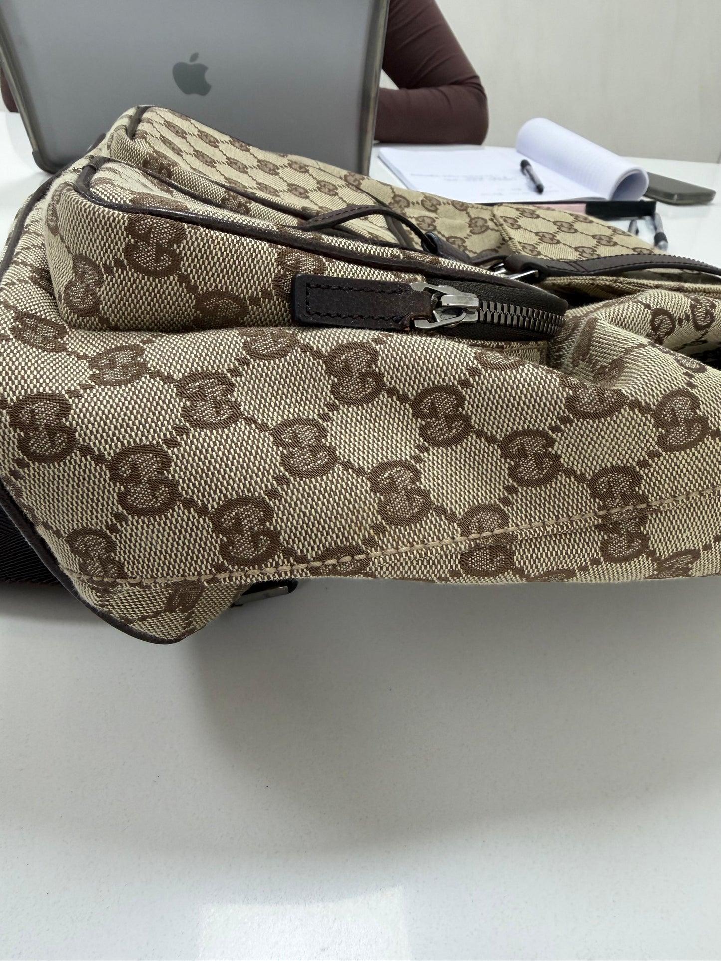 Gucci Jackie Embossed Monogram Canvas Backpack -PRE OWNED