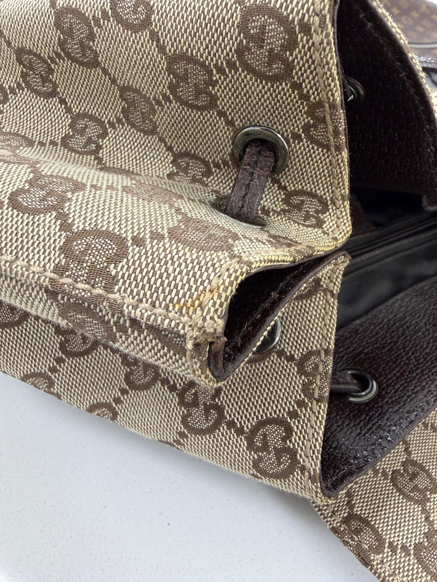 Gucci Jackie Embossed Monogram Canvas Backpack -PRE OWNED