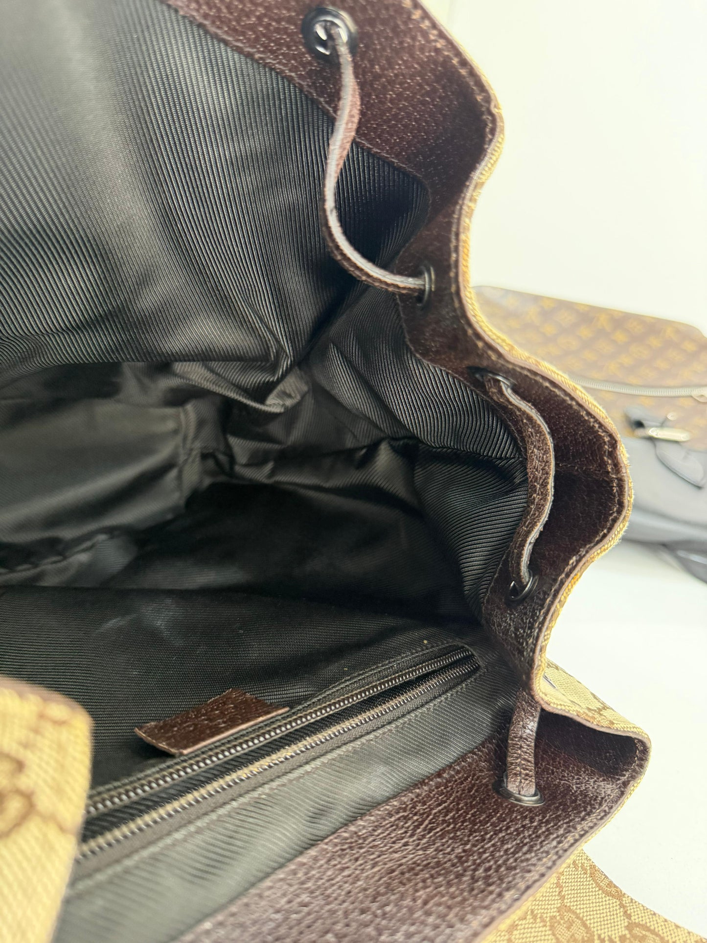Gucci Jackie Embossed Monogram Canvas Backpack -PRE OWNED